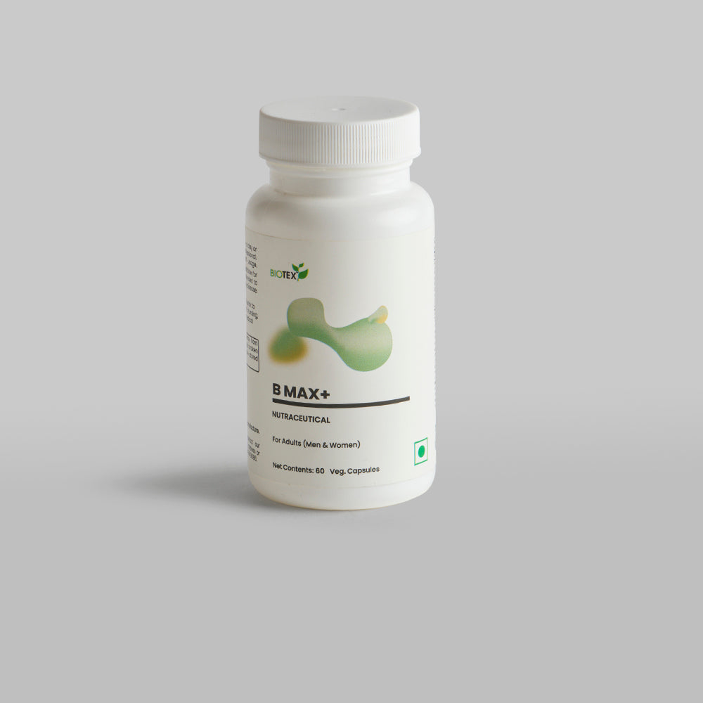 BIOTEX B MAX+ Herbal Capsules with Brahmi & Ashwagandha | Veg